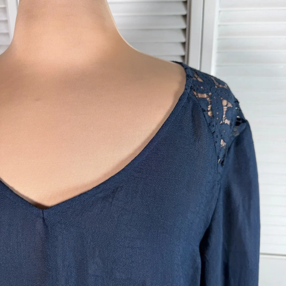 Fig & Flower Boho Embroidered Blouse Lace Back Flowy 3X - Picture 3 of 13